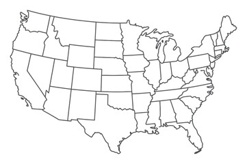 Outline Map of the Contiguous United States with State Borders