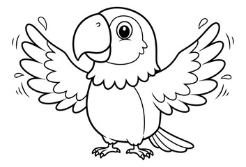 Obraz premium A cartoon parrot flapping wings in excitement, animated illustration.