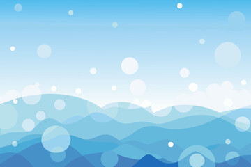 A minimalist vector graphic illustration of a snowy mountain landscape with a blue sky