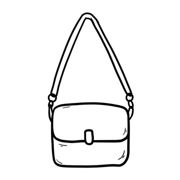 Hand Drawn Minimalist Shoulder Bag Line Art Illustration