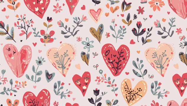 Vector illustration template featuring a vibrant love pattern with a modern flat design style, incorporating clean lines, simple shapes, and a bold color palette