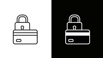 Vector illustration of a briefcase lock icon symbol set featuring a secure travel suitcase and business portfolio baggage sign for web design