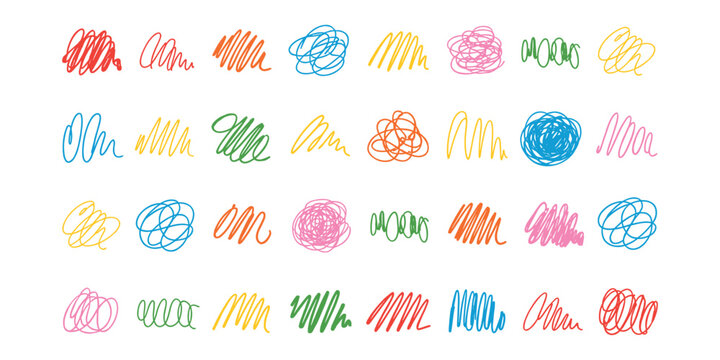 Colorful scribbles on white background hand drawn abstract