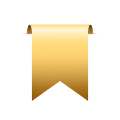 Golden ribbon banner icon isolated on transparent background