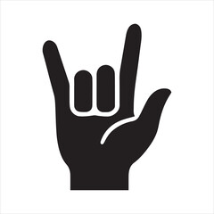 I Love You Hand Sign Language Vector Silhouette Illustration