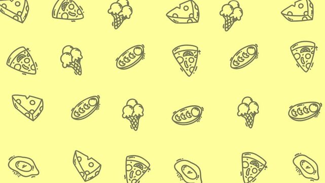 Hand Drawn Food and Snack Animated Seamless Pattern