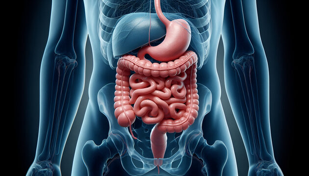 3d Anatomy Illustration Of Human Digestive System 