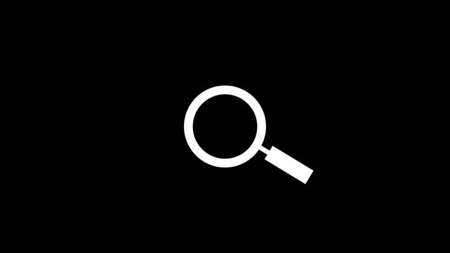 File search icon animation on black screen background..