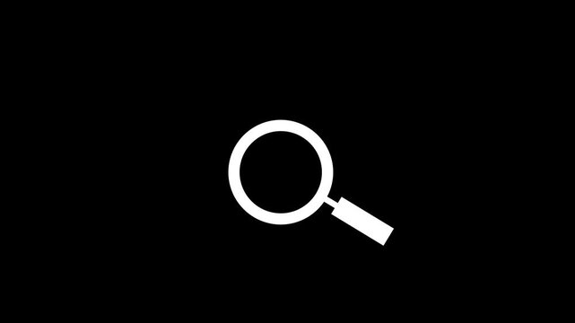 File search icon animation on black screen background. Searching document on computer
