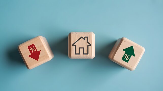 House with rising and falling percentages