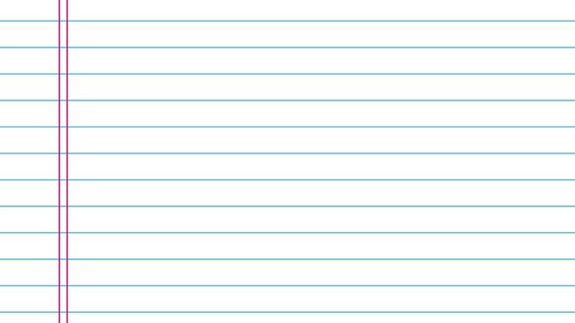 Minimal lined notebook paper animation with clean white background and blue horizontal lines. Perfect for education, writing, school, study, note-taking, presentations, and clean minimal backgrounds.