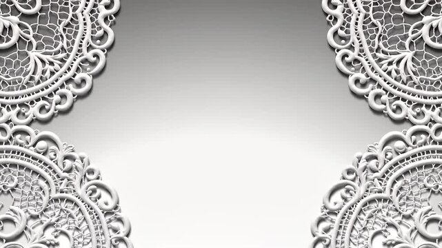 Elegant white lace corner border on a modern gradient background for design and decoration purposes