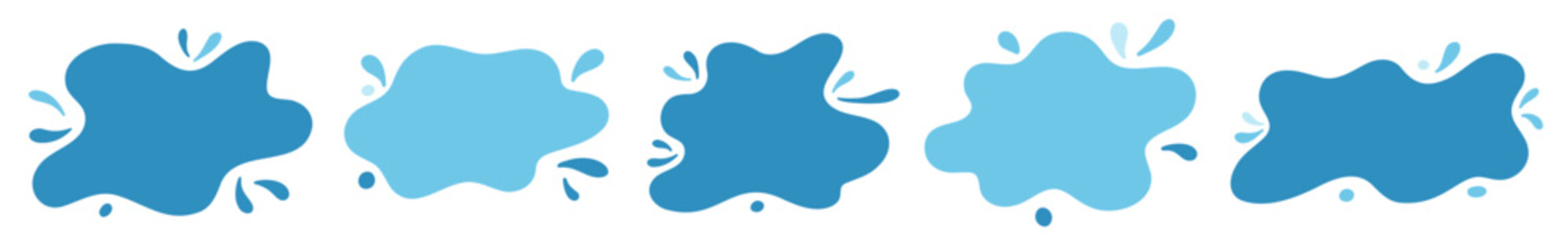 Organic liquid blob shapes with soft watery edges. Frame puddle water design for text frames, stickers and abstract compositions.
