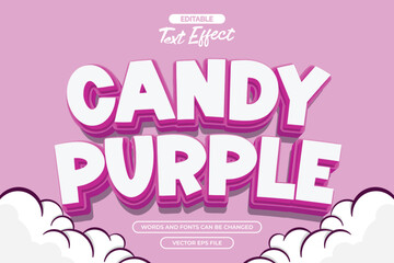 Fototapeta premium Candy purple editable text effect with 3d text style