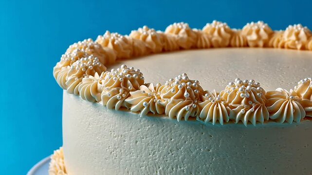 Closeup of a frosted cake