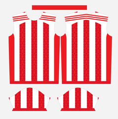 Premium White and Red Sublimation Jersey Vector Design  Modern Abstract Sports Shirt Template for Custom Team Uniform Printing