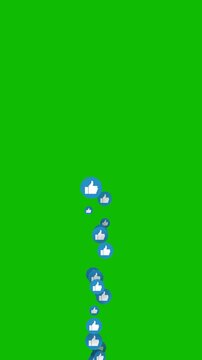 Live Steaming Like animation with floating thumb icons on green background. Full HD. 4K
