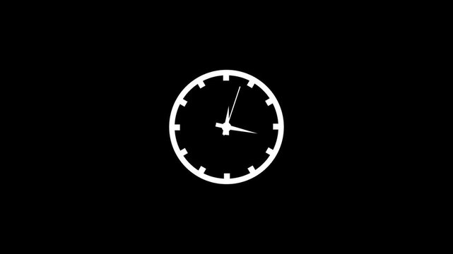 Time lapse of spinning clock animation in 12 Hour. Seamless motion animated footage. 