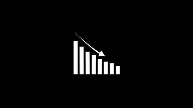 Animated down down graph icon. Finance, Business Info graphic animation, Bar down graph Animated down graph icon designed in flat icon style.