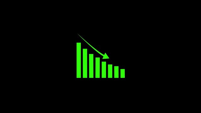 Animated down down graph icon. Finance, Business Info graphic animation, Bar down graph Animated down graph icon designed in flat icon style.