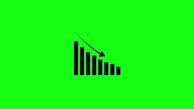 Animated down down graph icon. Finance, Business Info graphic animation, Bar down graph Animated down graph icon designed in flat icon style.