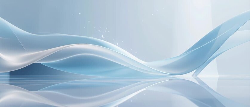 A smooth abstract blue wave background features a flowing vector design with soft curves and light motion lines for a modern wallpaper texture