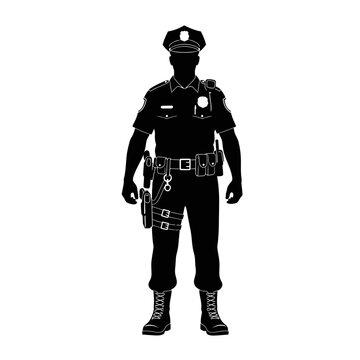 Police Officer Uniform Illustration Silhouette Standing.