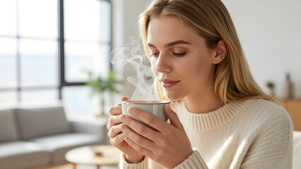 young woman with cup of coffee