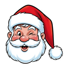 Winking Santa Claus face cartoon illustration, transparency cut-out