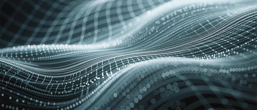 A futuristic blue abstract background featuring digital waves and geometric grid lines that create a high-tech communication pattern for business data and virtual reality concepts