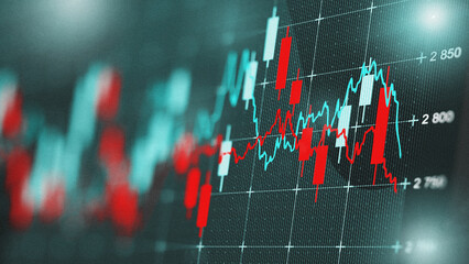 Stock market analysis shows fluctuating trends on a digital chart during trading hours