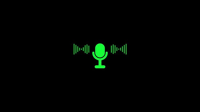 Voice recording and podcast mic microphone button icon animation. Sound, music, speaker Audio technology, music, and sound.