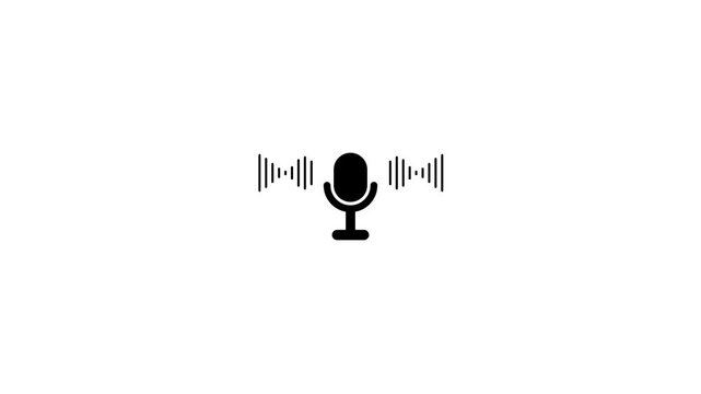 Voice recording and podcast mic microphone button icon animation. Sound, music, speaker Audio technology, music, and sound.