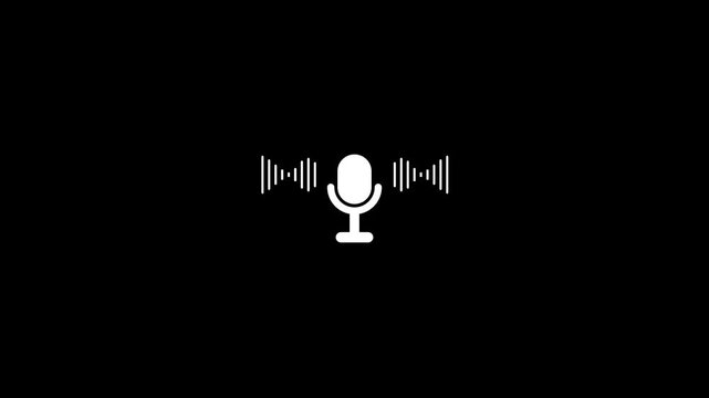Voice recording and podcast mic microphone button icon animation. Sound, music, speaker Audio technology, music, and sound.