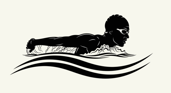 A swimmer glides through water with a determined expression on his face.