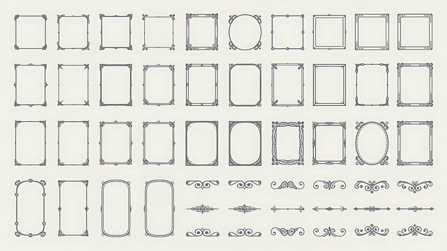 Massive Collection of Vintage Ornate Decorative Vector Frames, Borders, and Dividers in Various Shapes and Styles for Elegant Design Projects