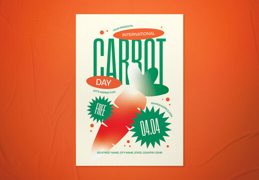 Orange and Green Quirky Illustration International Carrot Day Flyer