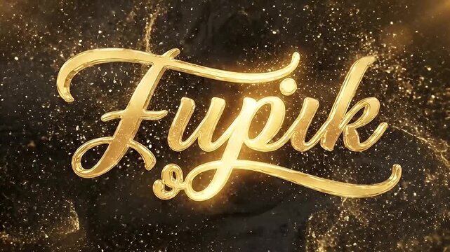 Golden Animated Text Effect with Sparkles and Particle Background