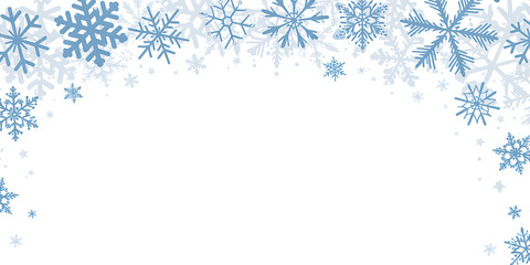 Elegant Blue Snowflake Frame Design for Winter Holidays, Christmas Invitations, and Seasonal Sales Backgrounds