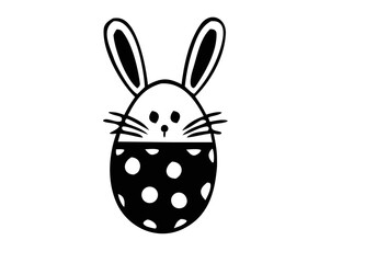 Easter Bunny Egg Silhouette Vector, Cute Rabbit Egg Shape Silhouette