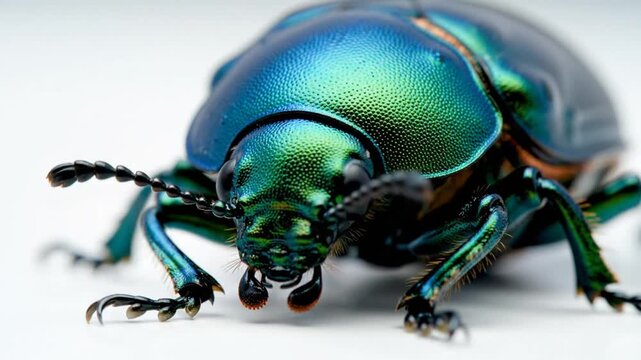 Stunning close-up view of a vibrant iridescent jewel beetle showcasing captivating colors and details