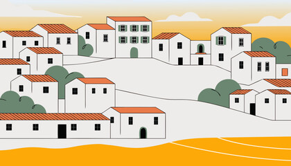 Fototapeta premium Whitewashed Spanish Village Vector