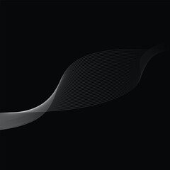 Abstract Wavy Lines Forming a Smooth Curved Shape on Black Background white lines