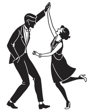 Swing Dance Couple Lindy Hop Icon Clip Art Vector Illustration
