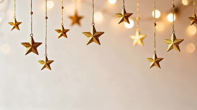 Hanging golden star decorations