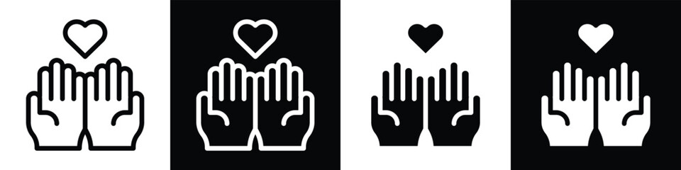 Obraz premium Pray in Love lineal glyph icon style in white and black background