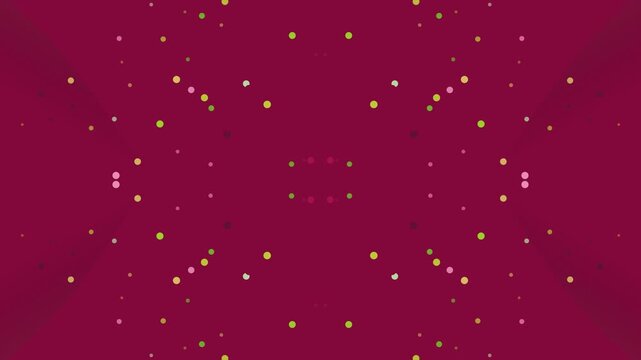 Mesmerizing symmetrical pattern of glowing particles against a deep magenta background