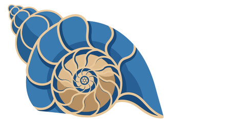 Obraz premium blue nautilus shell with gold outline