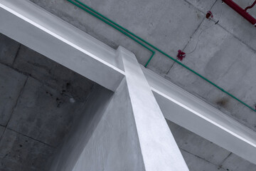 Public utilities within the construction of large buildings, such as electrical systems, fire hydrants in ceiling frames.   © noppadon