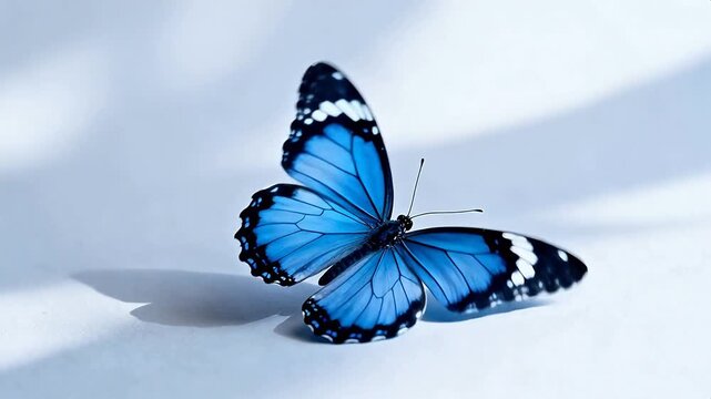 Blue butterfly with open wings